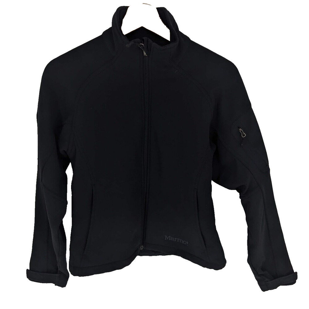 MARMOT Women's Sz S Small Black Rain Shell Full Zip Jacket NO HOOD! Bin